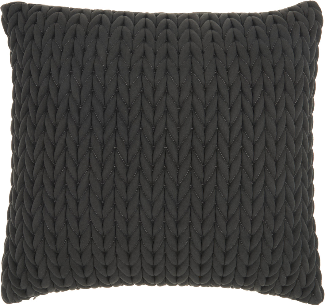 Nourison Life Styles Quilted Chevron Charcoal Throw Pillow ET299 18
