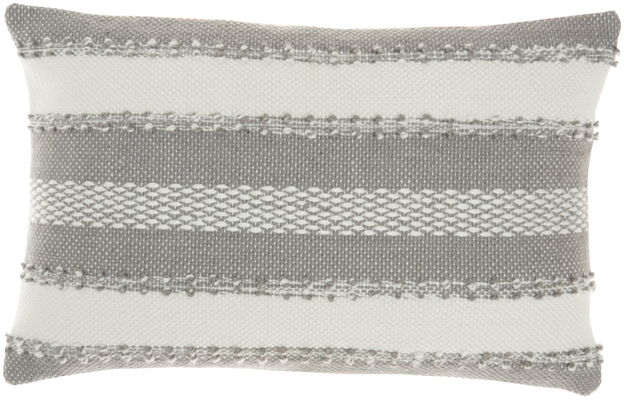 Woven Stripe Reversible Outdoor Lumbar Pillow Gray 22L x 14H Cotton Kirkland s Home