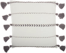 Load image into Gallery viewer, Mina Victory Life Styles Braided Stripes Tassels Grey Throw Pillow SH037 20&quot;X20&quot;
