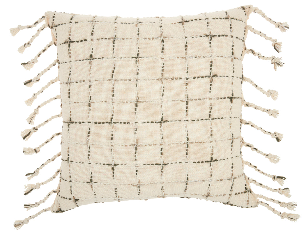 Mina Victory Life Styles Woven Grid Natural Throw Pillow GT119 20