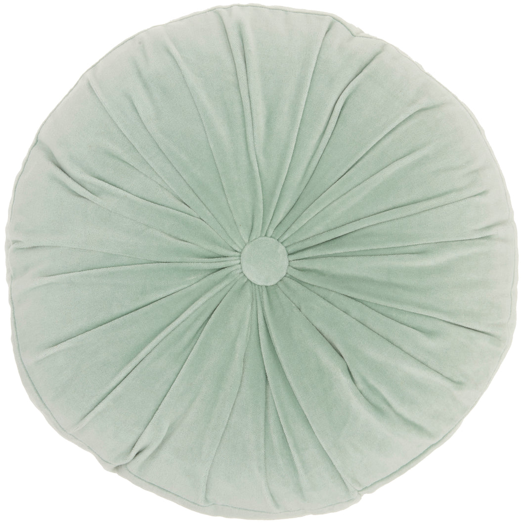 Mina Victory Life Styles Round Ruched Velvet Celadon Throw Pillow RC190 16