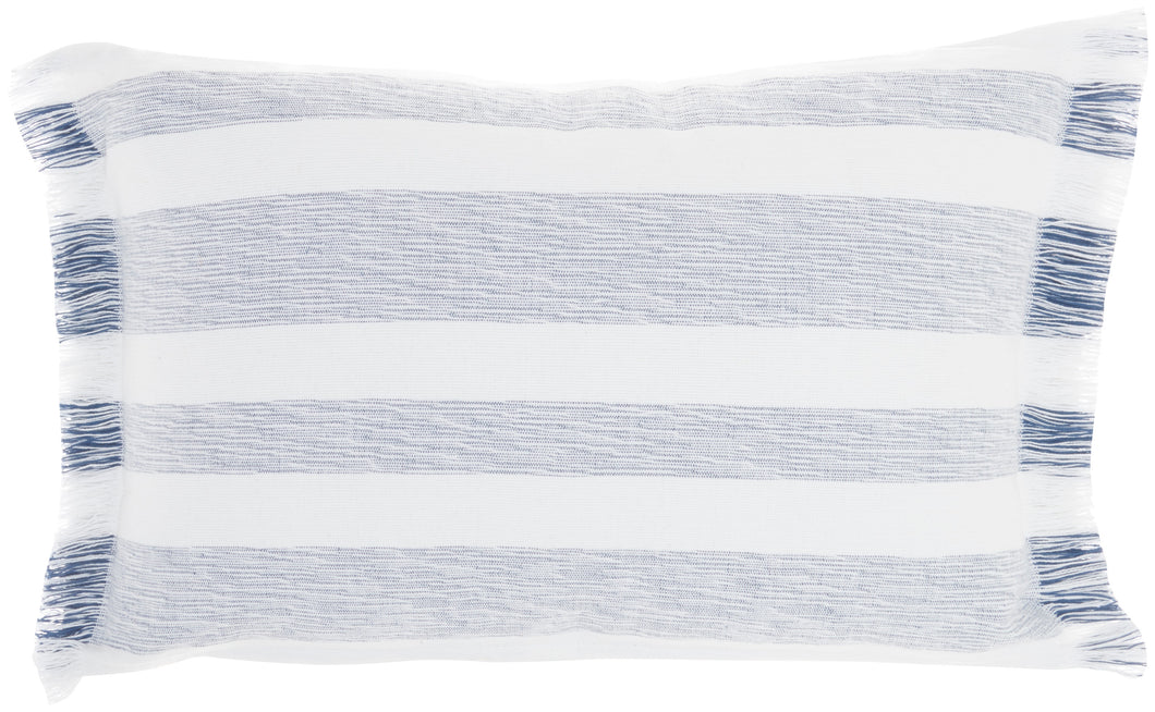 Mina Victory Life Styles Chambray Stripes Navy Throw Pillow SS919 14