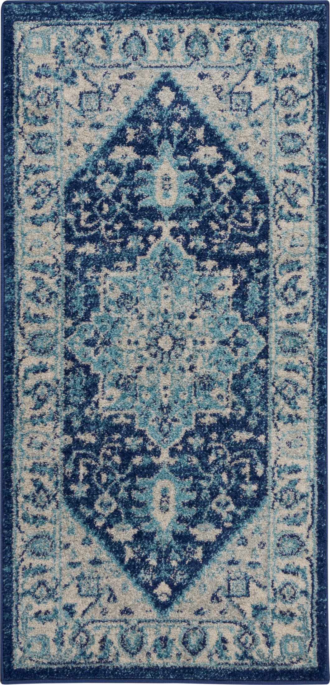 Nourison Tranquil 2'x4' Blue and White Persian Small Rug TRA06 Ivory/Navy