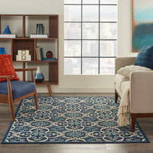 Load image into Gallery viewer, Nourison Caribbean CRB02 Navy Blue and White 5&#39;x8&#39; Area Rug CRB02 Navy
