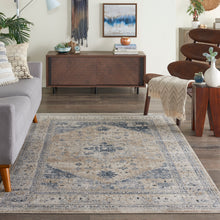 Load image into Gallery viewer, kathy ireland Home Malta MAI02 Beige and Blue 5&#39;x8&#39; Area Rug MAI02 Beige/Blue
