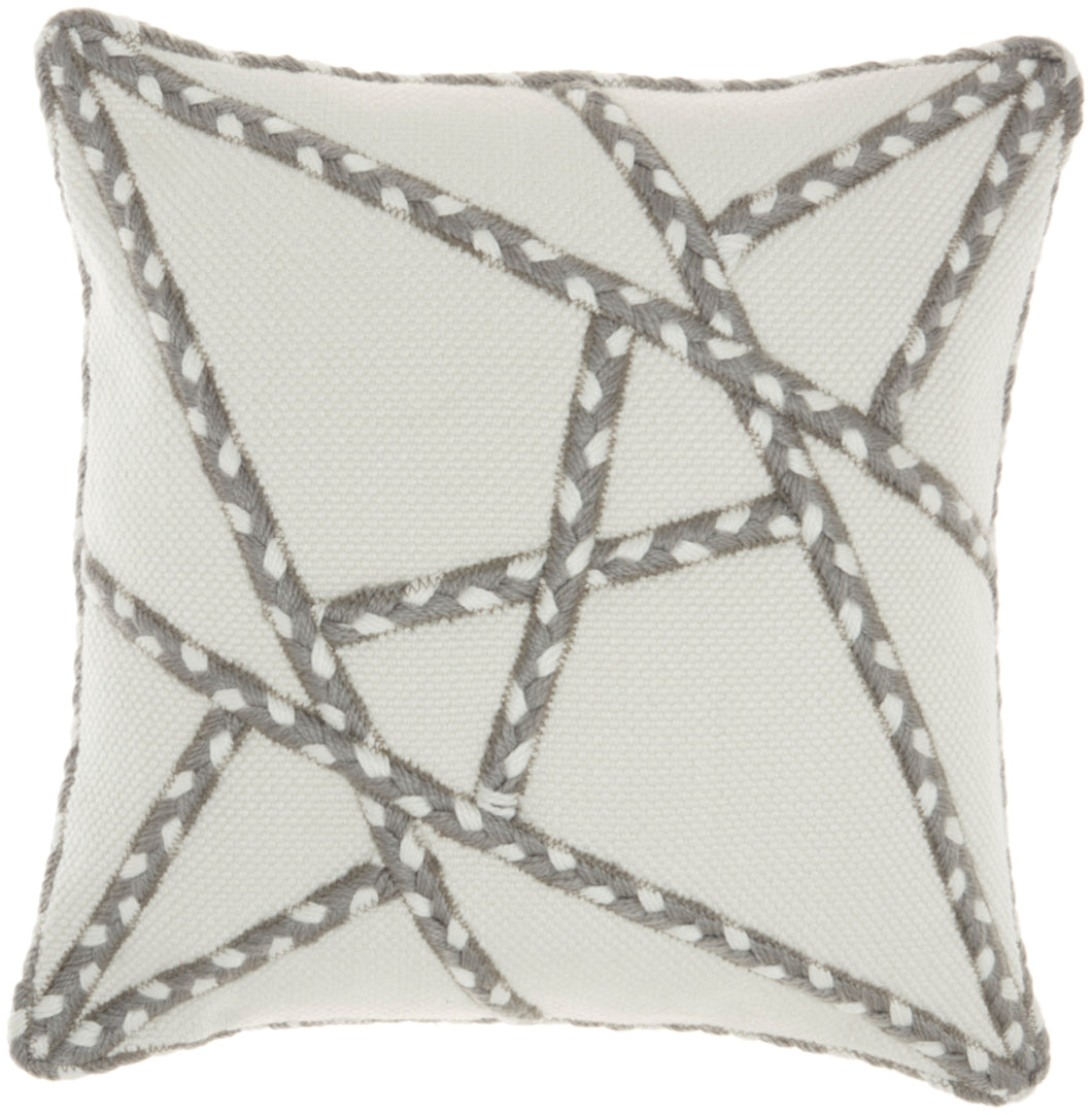 Mina Victory Outdoor Pillows Woven Braided Geometric Grey Throw Pillow VJ006 18