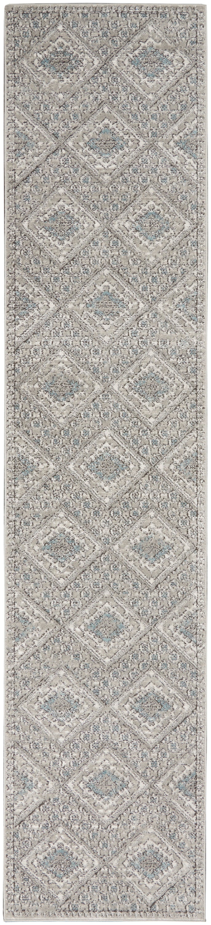 Nourison Concerto 10' Runner Area Rug CNC16 Grey/Ivory/Blue