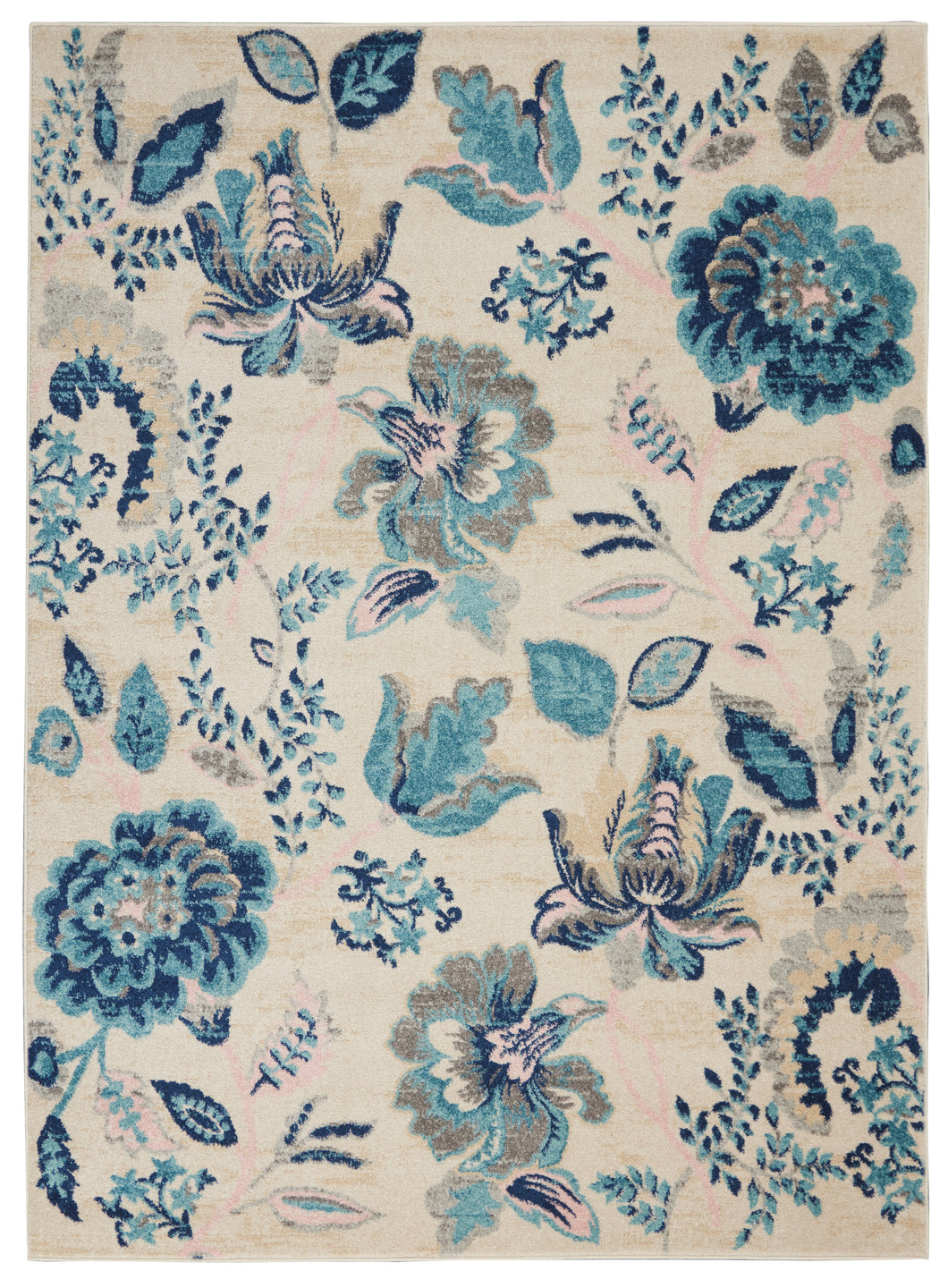 Nourison Tranquil TRA02 Blue and White 6'x9' French Country Area Rug TRA02 Ivory/Light Blue