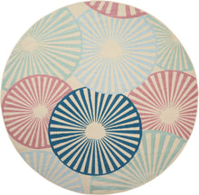 Load image into Gallery viewer, Nourison Grafix GRF20 White and Blue 8&#39; Round Large Rug GRF20 Ivory/Multi
