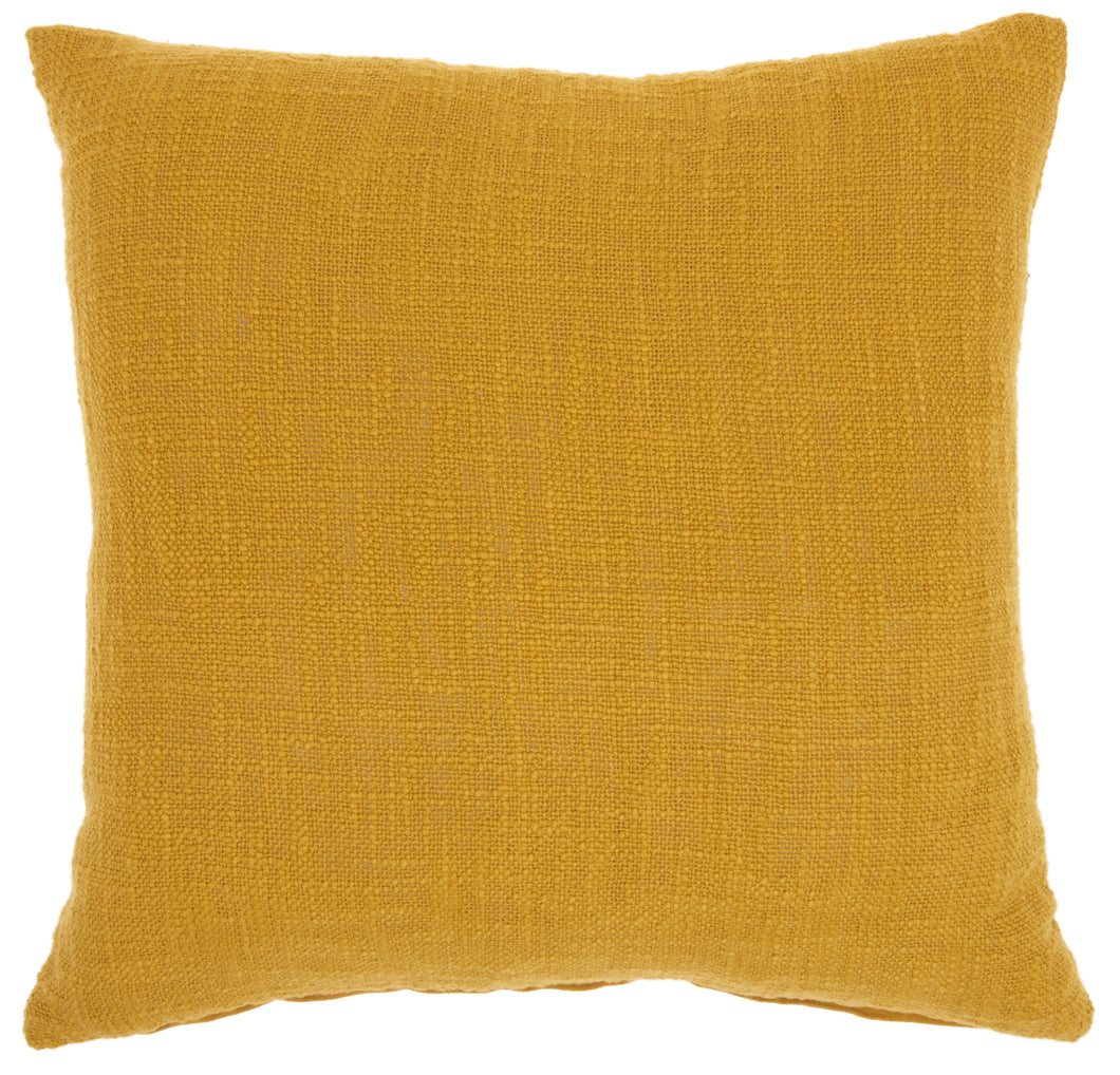 Mina Victory Life Styles Solid Woven Cotton Mustard Throw Pillow SH021 18