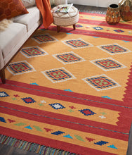 Load image into Gallery viewer, Nourison Baja BAJ02 Yellow and Red 7&#39;x10&#39; Large Flat Weave Rug BAJ02 Yellow/Red
