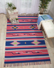 Load image into Gallery viewer, Nourison Baja BAJ01 Pink and Blue 7&#39;x10&#39; Large Flat Weave Rug BAJ01 Pink/Blue
