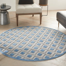 Load image into Gallery viewer, Nourison Aloha 5&#39; Round Area Rug ALH26 Blue/Grey
