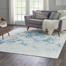Load image into Gallery viewer, Nourison Jubilant JUB12 White and Blue 8&#39;x10&#39; Large Low-pile Rug JUB12 Ivory/Blue
