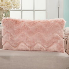Load image into Gallery viewer, Mina Victory Chevron Faux Fur Blush Throw Pillow VV056 14&quot;X20&quot;
