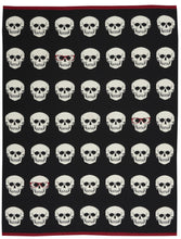 Load image into Gallery viewer, Mina Victory Trendy, Hip, New-Age Skull with Glasses Black/White Throw Blanket UK204 50&quot;X60&quot;

