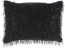 Load image into Gallery viewer, Mina Victory Luminescence Beaded Tassels Black Throw Pillow Z0727 10&quot; X 14&quot;

