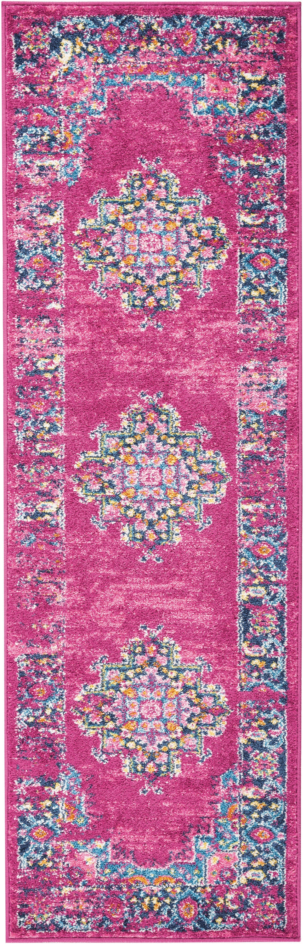 Nourison Passion PSN03 Pink 6' Runner Hallway Rug PSN03 Fuchsia