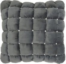 Load image into Gallery viewer, Mina Victory Luminescence Quilted Swarovski Dark Grey Throw Pillow YS104 20&quot; x 20&quot;
