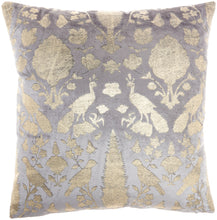 Load image into Gallery viewer, Mina Victory Sofia Foil Print Birds Grey Throw Pillow AC384 20&quot;X20&quot;
