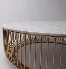 Load image into Gallery viewer, Mie Coffee Table - Carrara Marble Top &amp; Gold Base - GFURN
