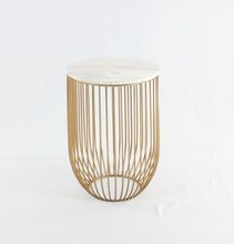 Load image into Gallery viewer, Mie Side Table - Carrara Marble Top &amp; Gold Base - GFURN

