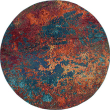 Load image into Gallery viewer, Nourison Celestial CES08 Blue and Red 8&#39; Round Large Rug CES08 Atlantic
