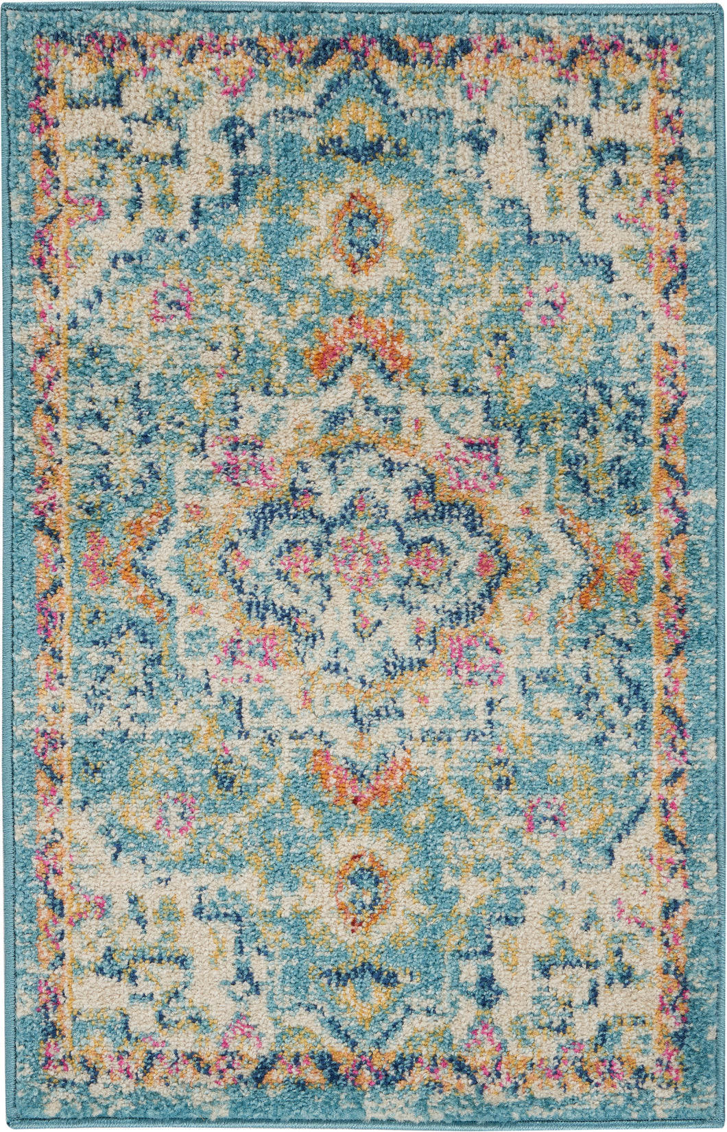 Nourison Passion 2' x 3' Ivory, Light Blue Bohemian Area Rug PSN25 Ivory/Light Blue