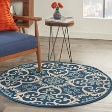Load image into Gallery viewer, Nourison Caribbean CRB02 Dark Blue 5&#39; Round Area Rug CRB02 Navy
