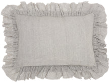 Load image into Gallery viewer, Mina Victory Life Styles Linen Frilled Border Grey Throw Pillow GE901 16&quot; x 24&quot;
