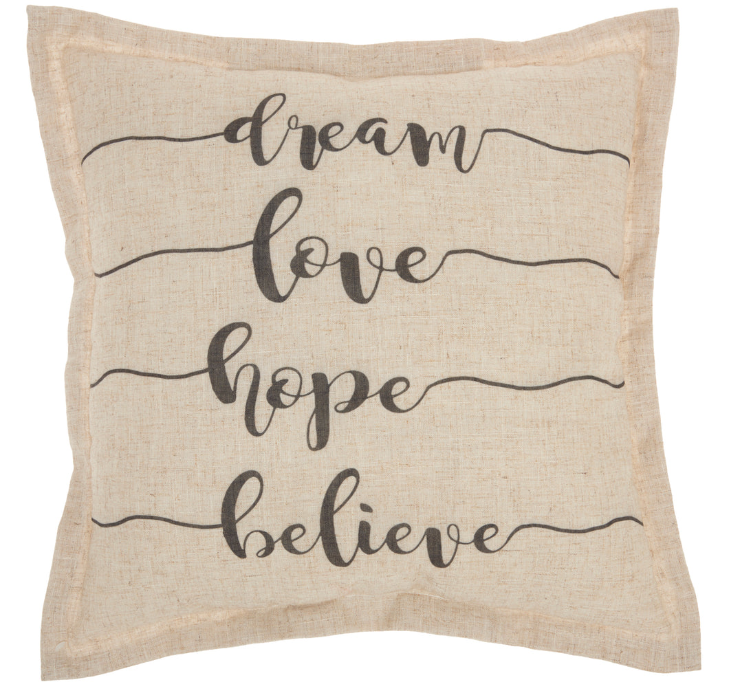 Kathy Ireland Home Dream Love Hope Believe Natural Throw Pillow L1818 18