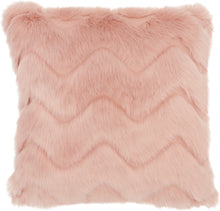 Load image into Gallery viewer, Mina Victory Chevron Faux Fur Blush Throw Pillow VV056 20&quot;X20&quot;
