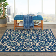 Load image into Gallery viewer, Nourison Caribbean CRB02 Navy Blue and White 5&#39; Square Area Rug CRB02 Navy
