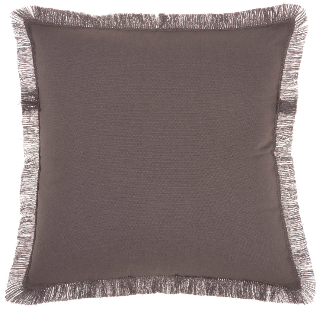 Mina Victory Life Styles Fringed Edges Solid Charcoal Throw Pillow SS200 18