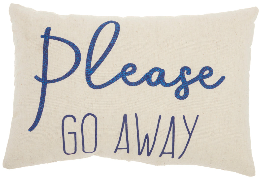 Nourison Trendy, Hip, New-Age Please Go Away Navy Throw Pillow RN944 12
