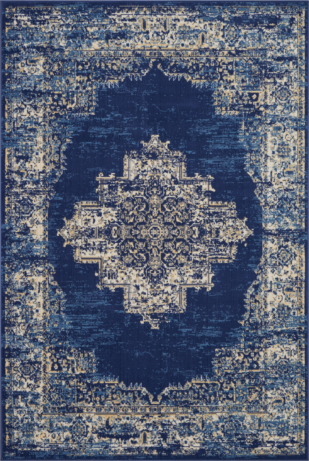 Nourison Grafix GRF14 Blue 6'x9' Area Rug GRF14 Navy Blue