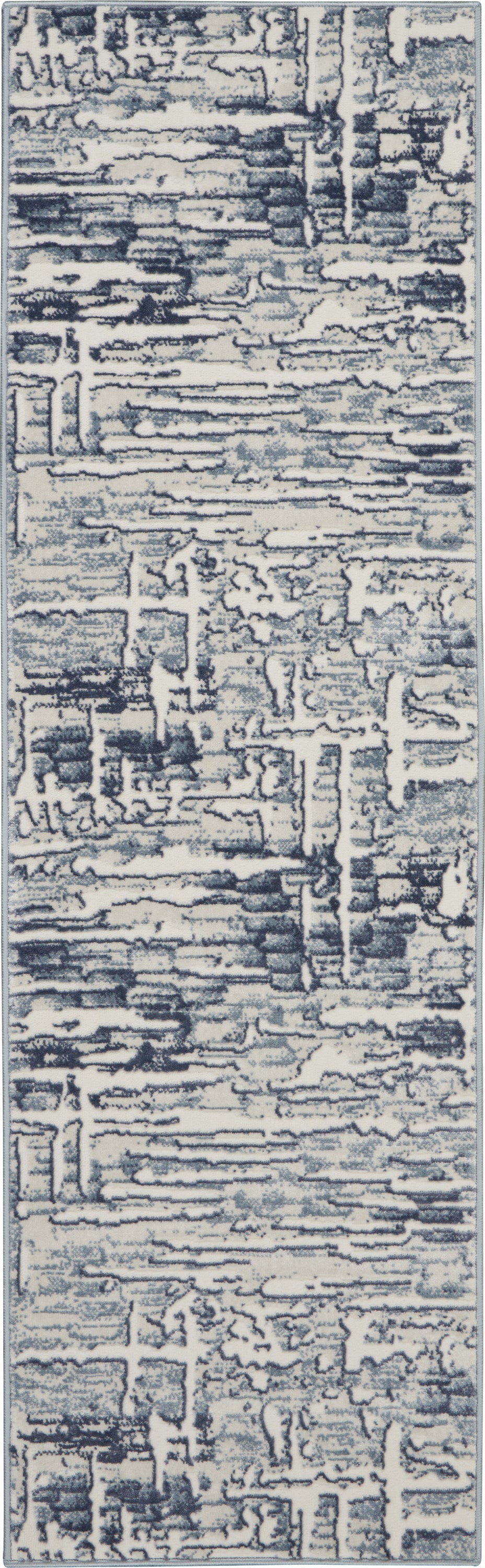 Nourison Urban Chic URC01 Grey and Slate 7' Runner Hallway Rug URC01 Ivory
