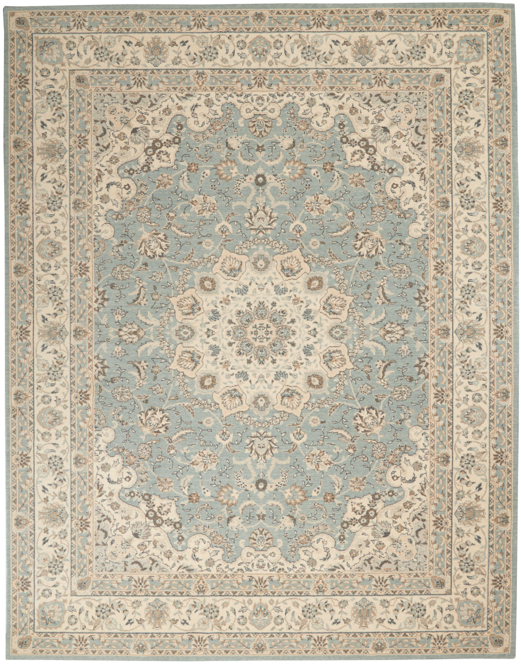 Nourison Living Treasures 8' x 10' Aqua and Ivory Area Rug LI15 Aqua/Ivory