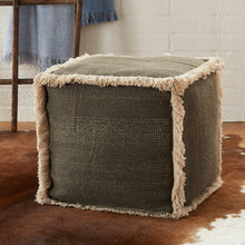 Load image into Gallery viewer, Mina Victory Charcoal Stonewash Pouf AS301 16&quot; x 16&quot;
