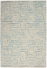 Load image into Gallery viewer, Nourison Interlock 5&#39; x 8&#39; Area Rug ITL06 Ivory/Turquoise
