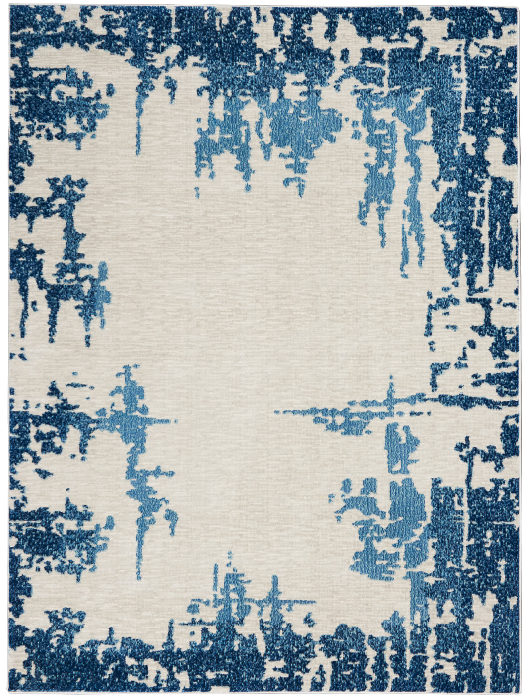 Nourison Etchings 4' x 6' Ivory/Blue Abstract Area Rug ETC04 Ivory/Blue