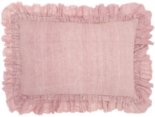 Load image into Gallery viewer, Mina Victory Life Styles Linen Frilled Border Blush Throw Pillow GE901 16&quot; x 24&quot;
