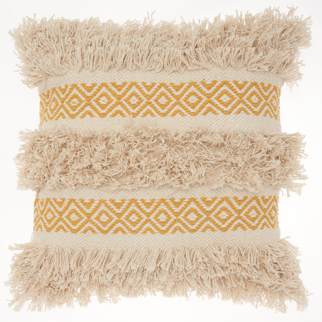 Mina Victory Life Styles Diamond Stripe Texture Mustard Throw Pillow DL033 18