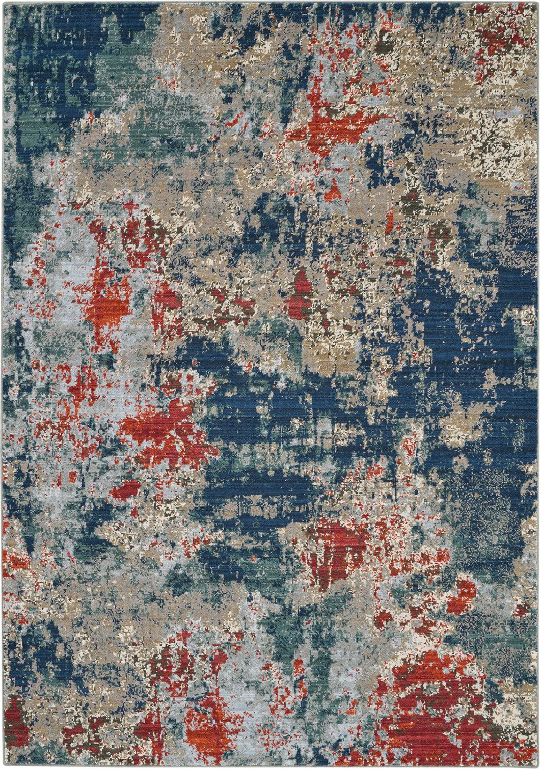 Nourison Artworks ATW01 Blue and Red 6'x8' Abstract Area Rug ATW01 Navy/Brick