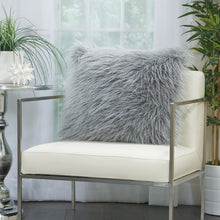 Load image into Gallery viewer, Mina Victory Faux Tibetan Lamb Light Grey Throw Pillow BJ101 20&quot; x 20&quot;

