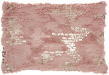 Load image into Gallery viewer, Mina Victory Sofia Faux Fur Sequins Blush Throw Pillow VV212 14&quot;X20&quot;

