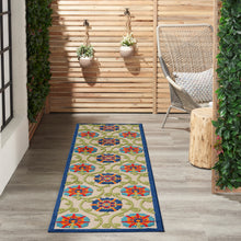 Load image into Gallery viewer, Nourison Aloha ALH19 8&#39; Runner Blue Multicolor Easy-care Indoor-outdoor Rug ALH19 Blue/Multicolor
