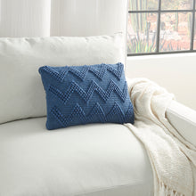 Load image into Gallery viewer, Mina Victory Life Styles Large Chevron Indigo Lumbar Throw Pillow DC173 14&quot; x 20&quot;
