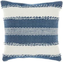 Load image into Gallery viewer, Mina Victory Outdoor Pillows Woven Stripes &amp; Dots Navy Throw Pillow VJ088 18&quot;X18&quot;
