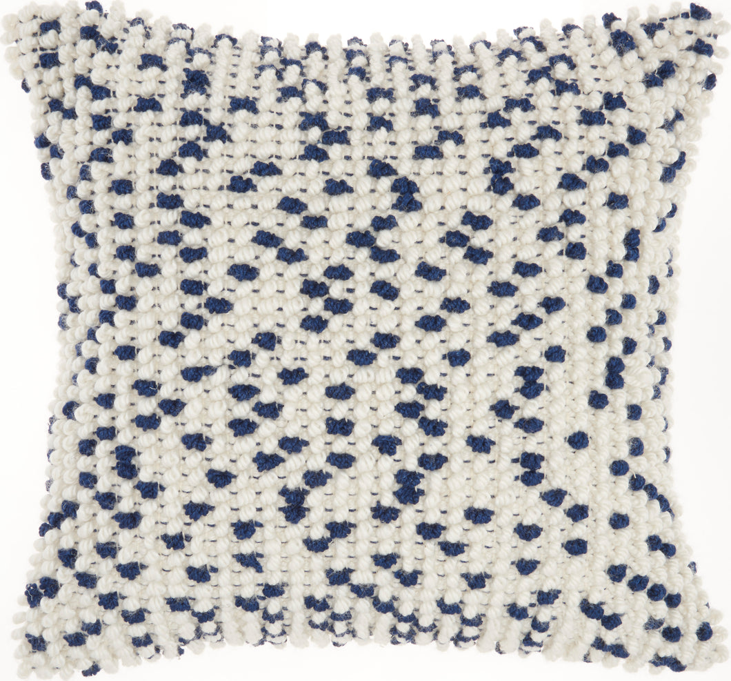Mina Victory Indoor/Outdoor Loop Dots Navy Throw Pillow IH013 18